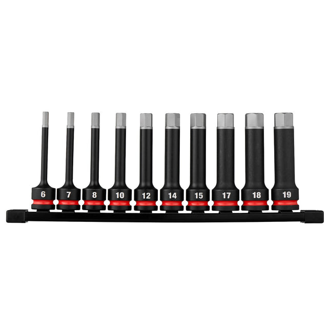 Milwaukee 49-66-7258 Shockwave Impact Duty 1/2" Drive 4" Hex Metric Bit Socket Set (10 Piece)