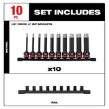 Milwaukee 49-66-7258 Shockwave Impact Duty 1/2" Drive 4" Hex Metric Bit Socket Set (10 Piece) - 4