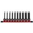 Milwaukee 49-66-7259 Shockwave Impact Duty 1/2" Drive 4" Hex SAE Bit Socket Set (10 Piece)