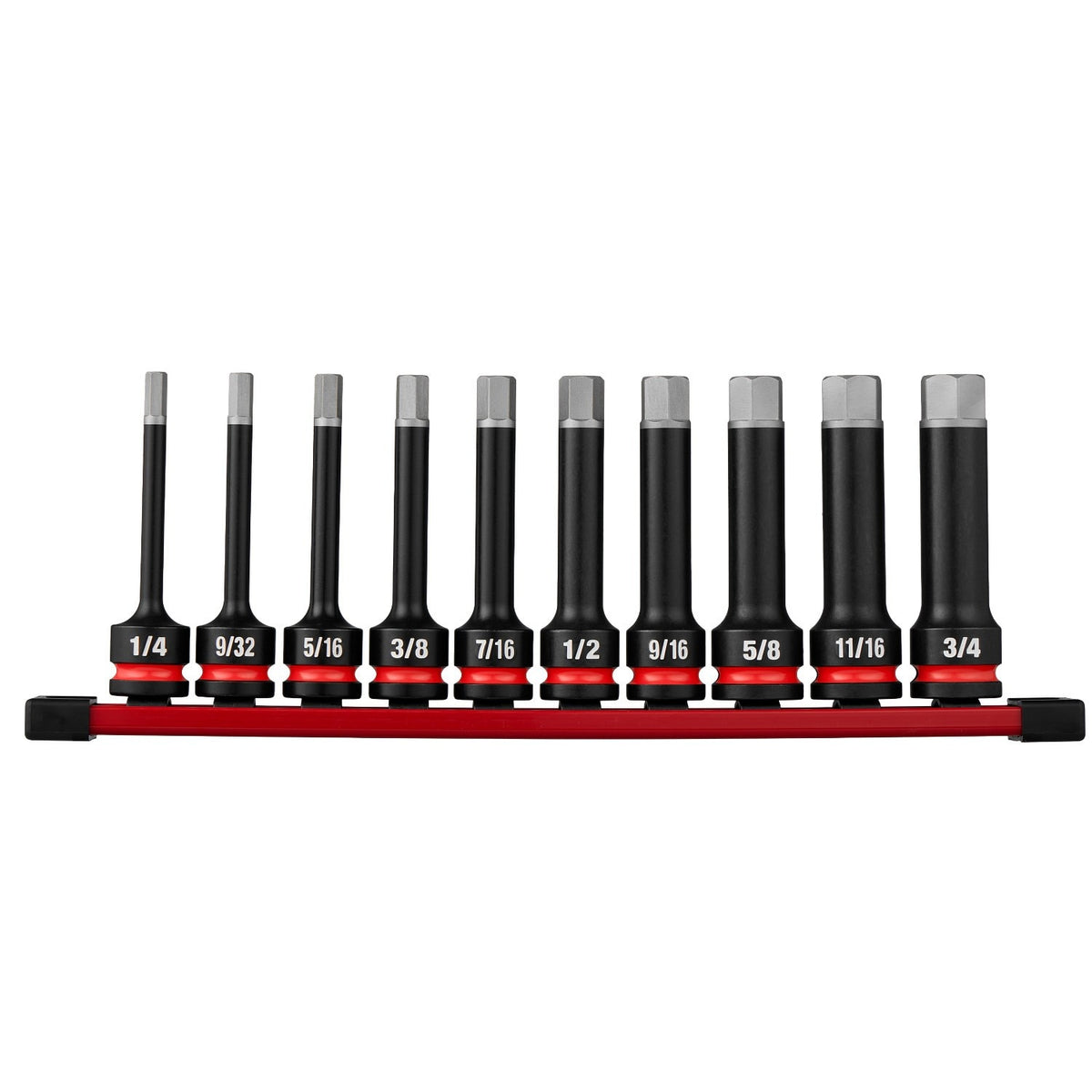 Milwaukee 49-66-7259 Shockwave Impact Duty 1/2" Drive 4" Hex SAE Bit Socket Set (10 Piece)