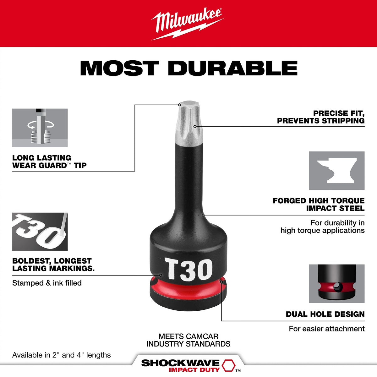 Milwaukee 49-66-7263 Shockwave Impact Duty 1/2" Drive 2" Torx Bit Socket Set (8 Piece) - 5