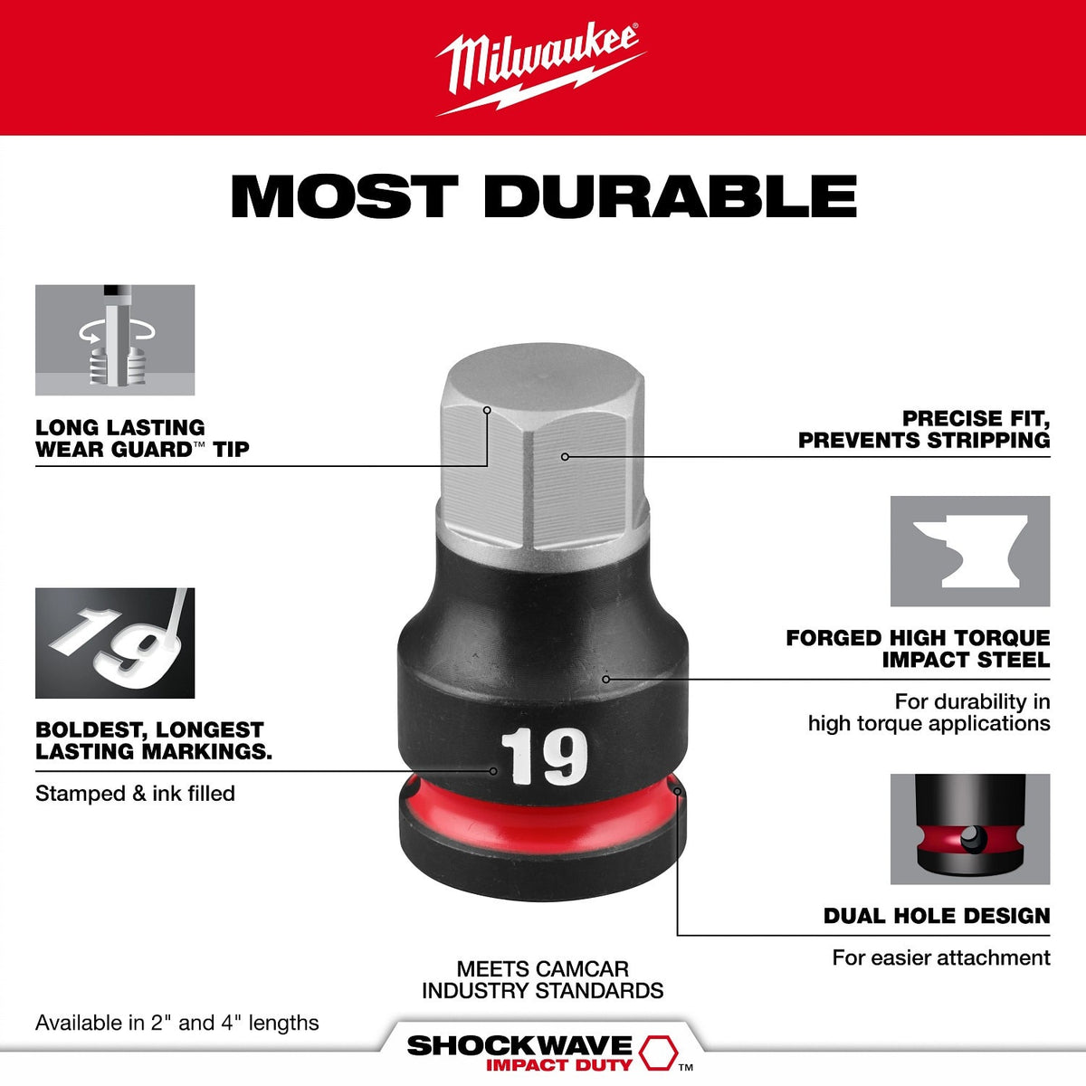 Milwaukee 49-66-7268 Shockwave Impact Duty 3/8" Drive 2" Hex 5mm Bit Socket - 4