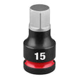 Milwaukee 49-66-7303 Shockwave Half Inch Drive 2" Hex 15 mm Impact Duty Bit Socket