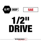 Milwaukee 49-66-7815 SHOCKWAVE Impact Duty 1/2 Drive 1-1/16" SAE Lug Nut Wheel Socket - 2