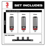 Milwaukee 49-66-7830 SHOCKWAVE Impact Duty 1/2 Drive Metric 3PC Lug Nut Wheel Socket Set - 4