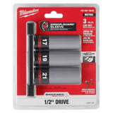 Milwaukee 49-66-7830 SHOCKWAVE Impact Duty 1/2 Drive Metric 3PC Lug Nut Wheel Socket Set - 12