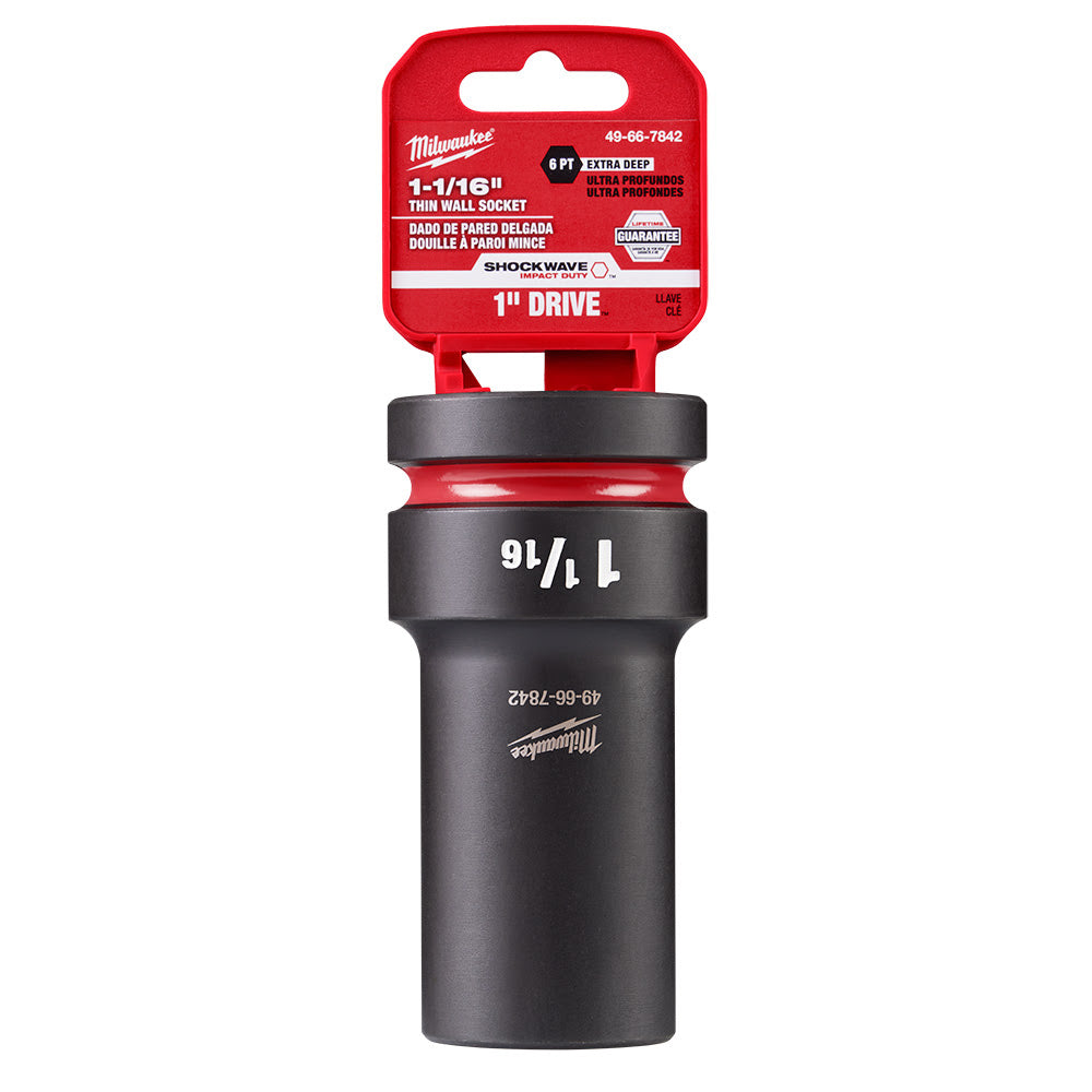 Milwaukee 49-66-7842 SHOCKWAVE Impact Duty 1" Drive 1-1/16" Thin Wall Extra Deep 6 Point Socket - 3