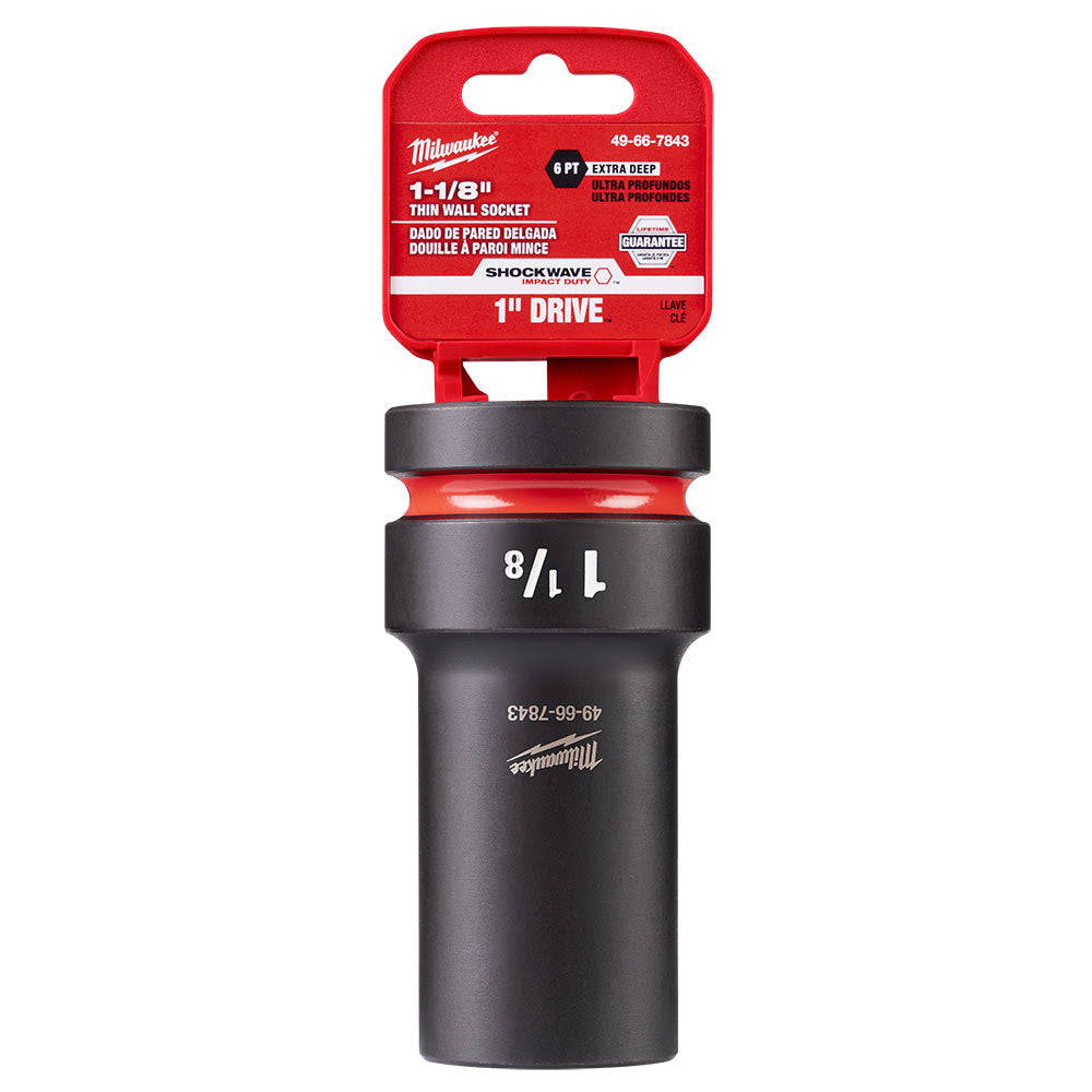 Milwaukee 49-66-7843 SHOCKWAVE Impact Duty 1" Drive 1-1/8" Thin Wall Extra Deep 6 Point Socket - 3