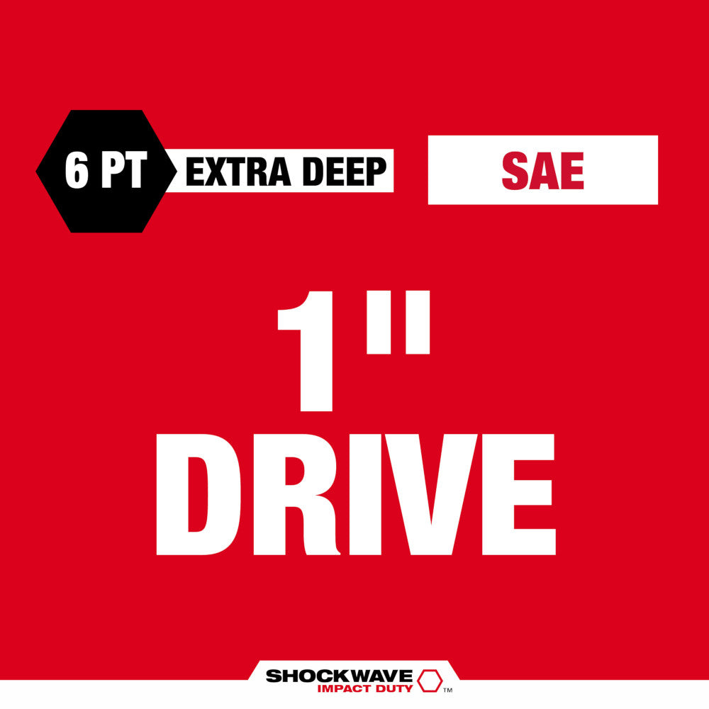 Milwaukee 49-66-7844 SHOCKWAVE Impact Duty 1" Drive 1-1/4" Thin Wall Extra Deep 6 Point Socket - 5