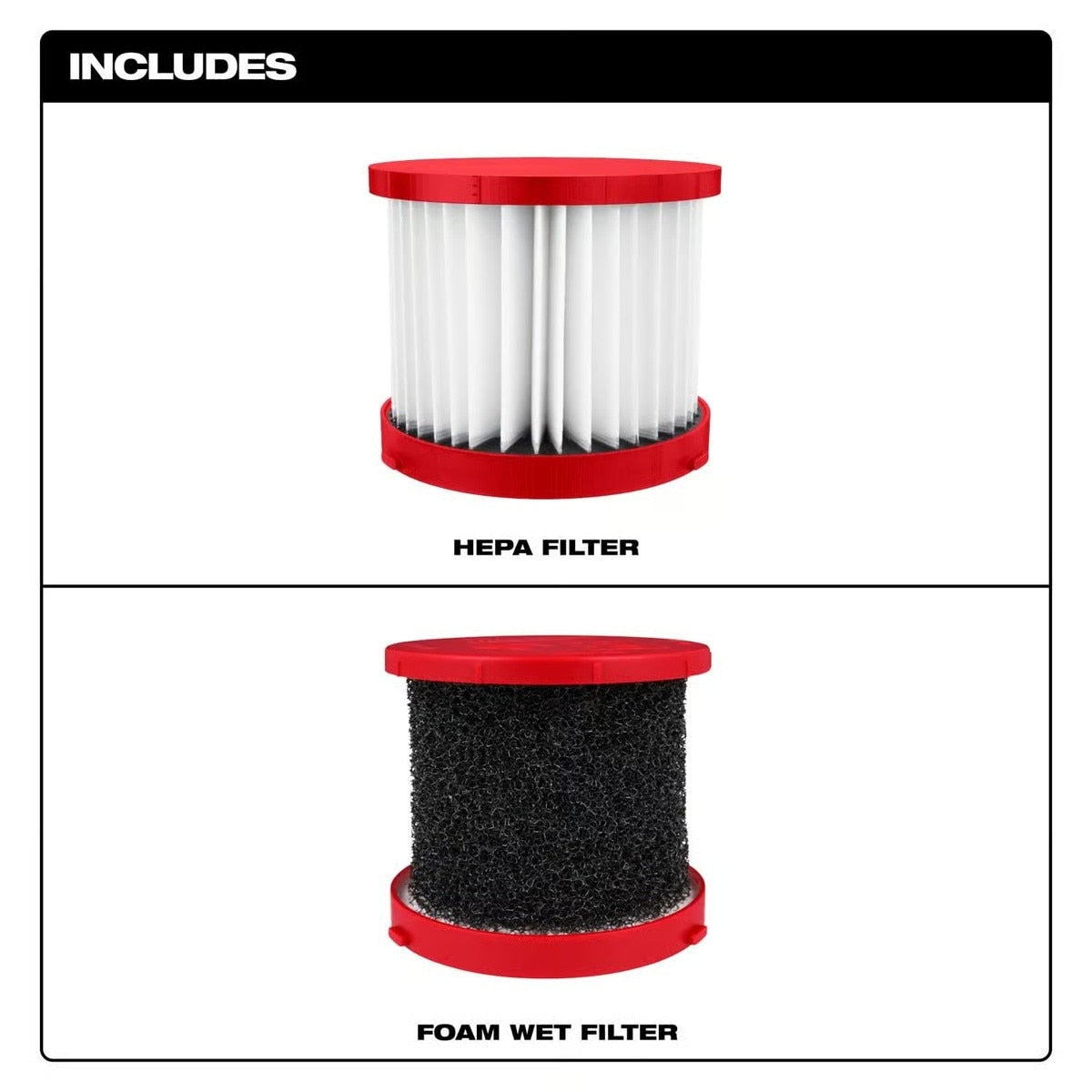 Milwaukee 49-90-1900HW M18 M12 HEPA Wet Dry Vacuum Filter Kit 5.2" x 5.2" x 4.6" (2 Pack) - 2