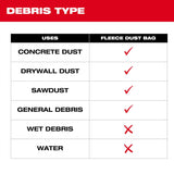 Milwaukee 49-90-1939 4Gal.  Fleece Dust Bags for M18 FUEL Wet Dry Vacuum (3 Pack) - 4