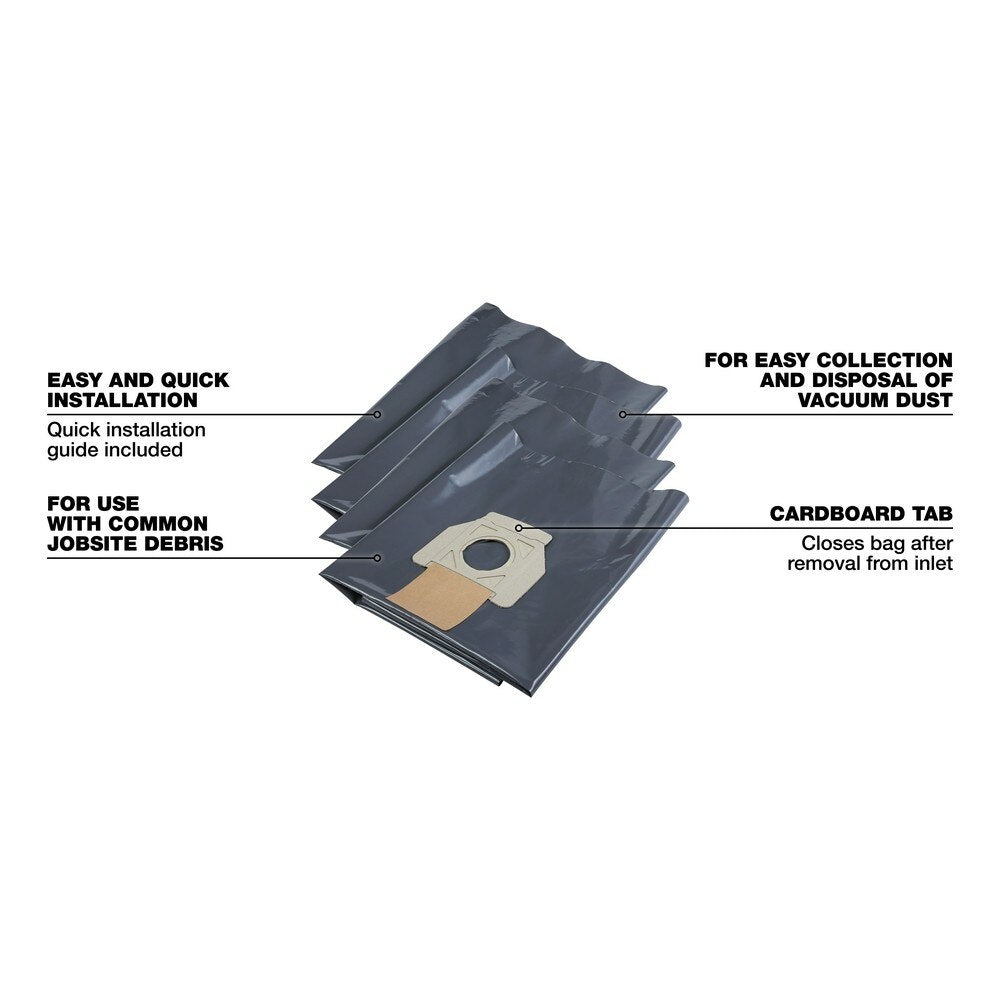 Milwaukee 49-90-1954 Plastic Dust Bag for 8 Gallon Dust Extractor, 5 Pack - 3
