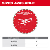 Milwaukee 49-93-7245 16" Asphalt & Green Concrete Segmented Diamond Blade - 6