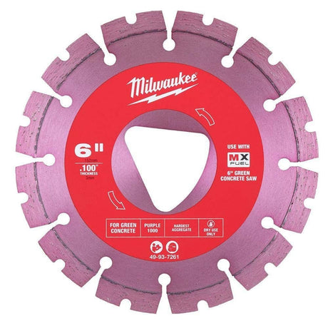 Milwaukee 49-93-7261 Diamond Blade for Green Concrete, 6 in. x .100 in., Triangular Arbor (1 Pack)