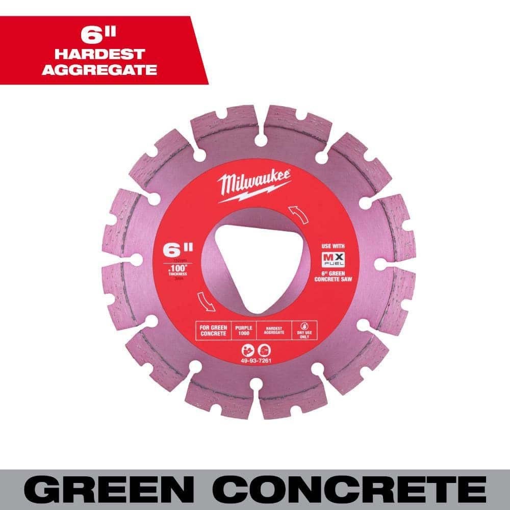 Milwaukee 49-93-7261 Diamond Blade for Green Concrete, 6 in. x .100 in., Triangular Arbor (1 Pack) - 2
