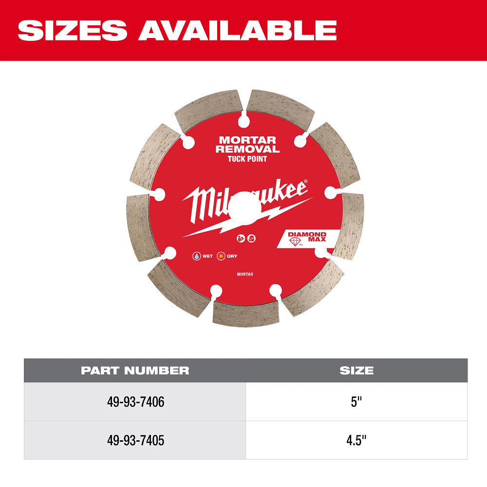 Milwaukee 49-93-7406 5" DIAMOND MAX Tuck Point Diamond Blade - 5