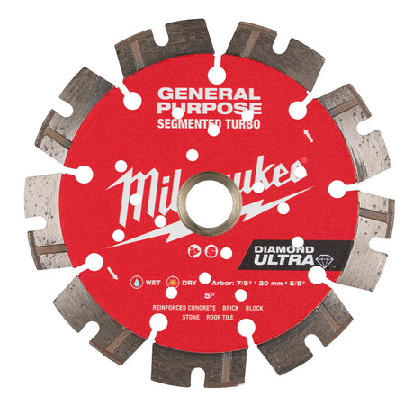 Milwaukee 49-93-7526 5" DIAMOND ULTRA Segmented Turbo, General Purpose Diamond Blade