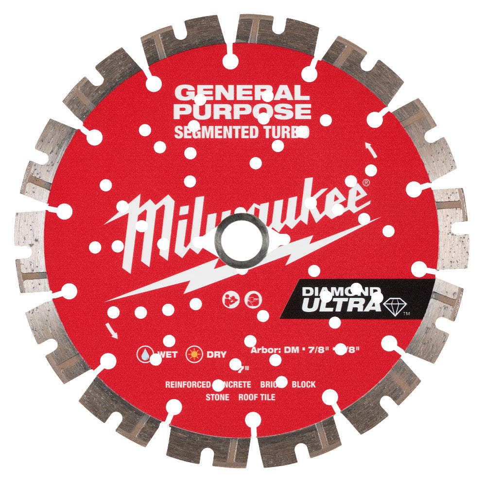 Milwaukee 49-93-7529 7" DIAMOND ULTRA Segmented Turbo, General Purpose Diamond Blade