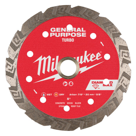 Milwaukee 49-93-9105 5" DIAMOND MAX Turbo, General Purpose Diamond Blade