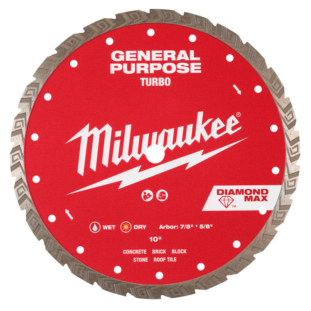 Milwaukee 49-93-9110 10" DIAMOND MAX Turbo, General Purpose Diamond Blade