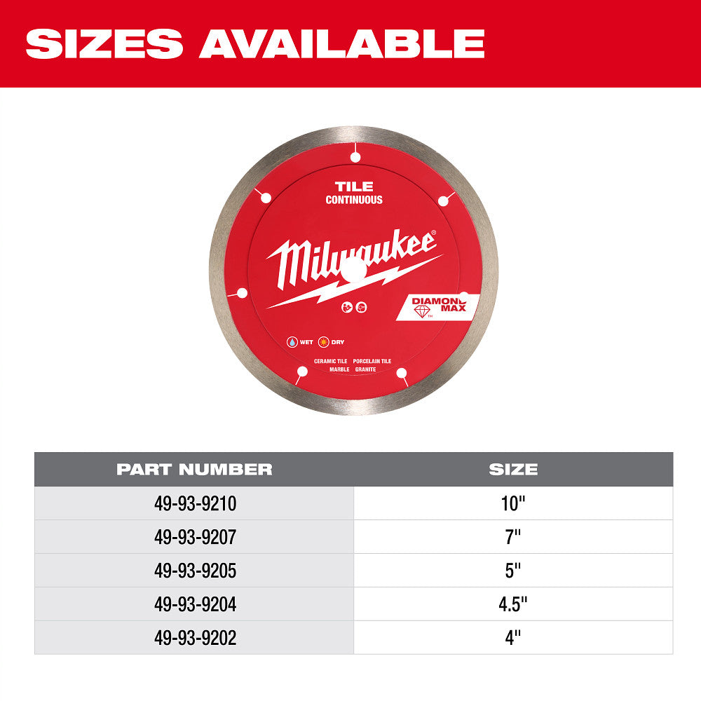 Milwaukee 49-93-9202 4" DIAMOND MAX Continuous, Tile Diamond Blade - 7