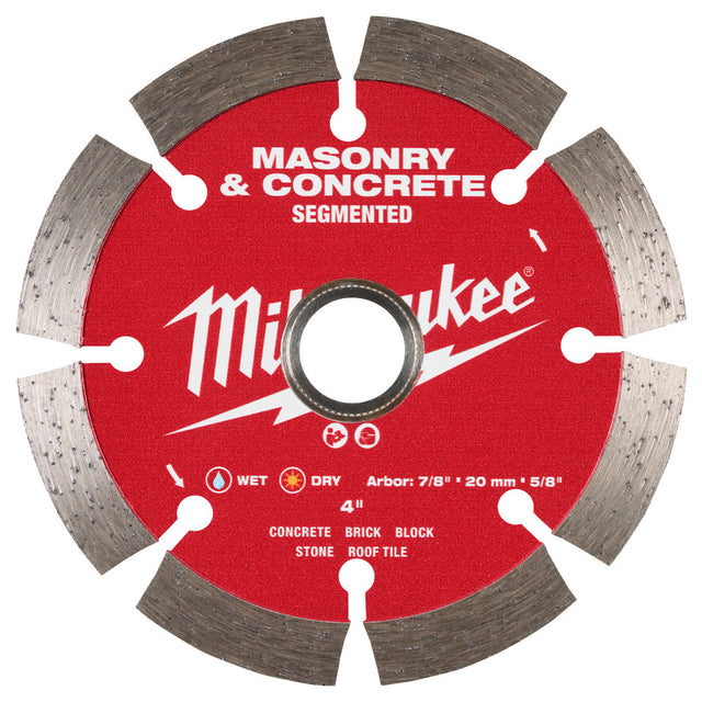 Milwaukee 49-93-9302 4" Segmented Masonry & Concrete Diamond Blade