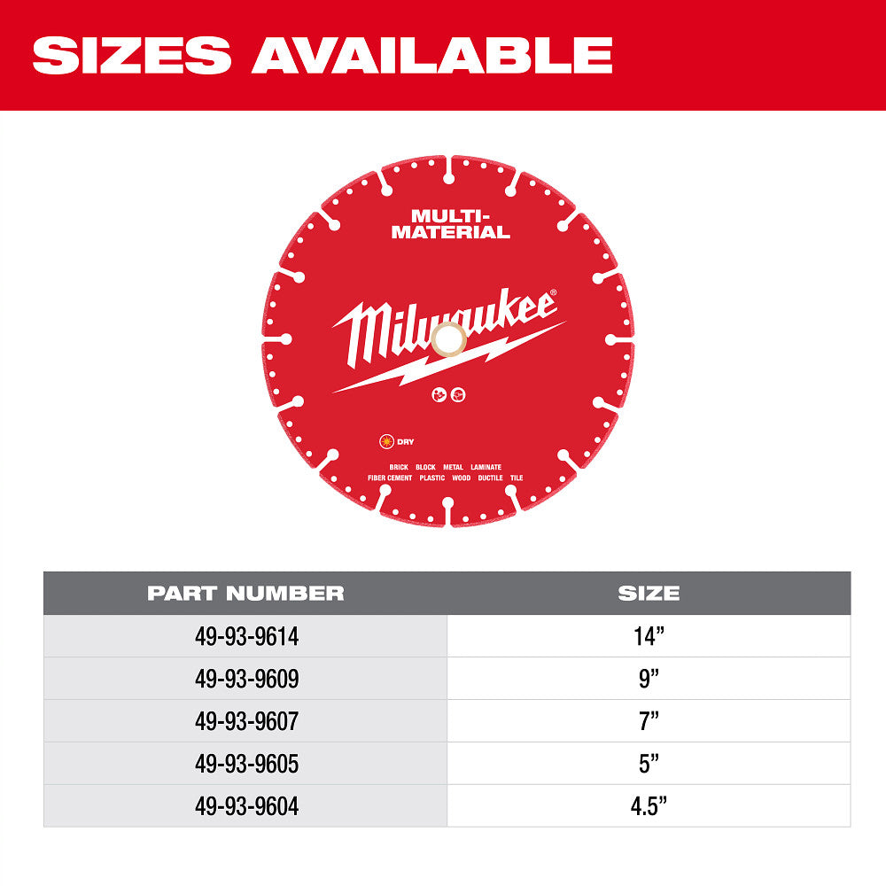 Milwaukee 49-93-9604 4.5" Multi-Material Diamond Blade - 6