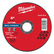 Milwaukee 49-94-0013 5 in x 0.045 in x 7 8 in Type 1 Metal Cut Off Wheel for Metal and Stainless Steel (1 Each)