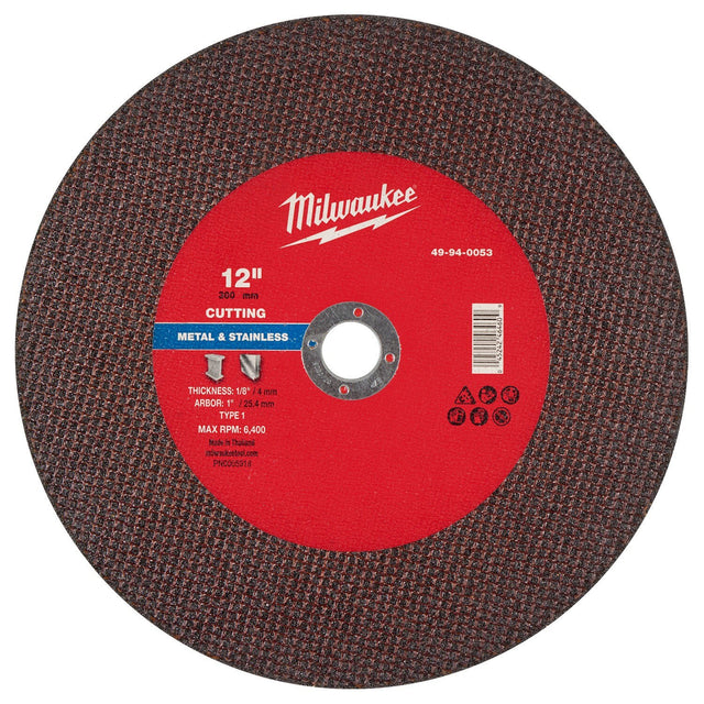 Milwaukee 49-94-0053 12 in x 1/8 in x 1 in Type 1 Metal Cut Off Wheel