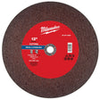 Milwaukee 49-94-0058 12 in. Type 1 Metal Cut Off Wheel 1/8 in. Thick 20 mm Arbor