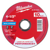 Milwaukee 49-94-0101 4-1/2 in. x 0.045 in. x 7/8 in. Performance Plus Metal Cut Off Wheel Type 1 (10 Pack)