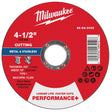 Milwaukee 49-94-0103 4-1/2 in. x 0.045 in. x 7/8 in. Performance+ Metal Cut Off Wheel Type 1 (25 Pack)
