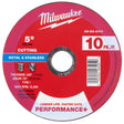 Milwaukee 49-94-0111 5 in x 0.045 in x 7/8 in Metal Cut Off Wheel Type 1 (10 Pack)