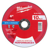Milwaukee 49-94-0121 6 in. x 0.045 in. x 7/8 in. Performance+ Metal Cut Off Wheel Type 1 (10 Pack)