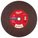 Milwaukee 49-94-0160 14 in x 7/64 in x 1 in Performance Plus Metal Cut Off Wheel Type 1 Stud Cutter (10 Pack)