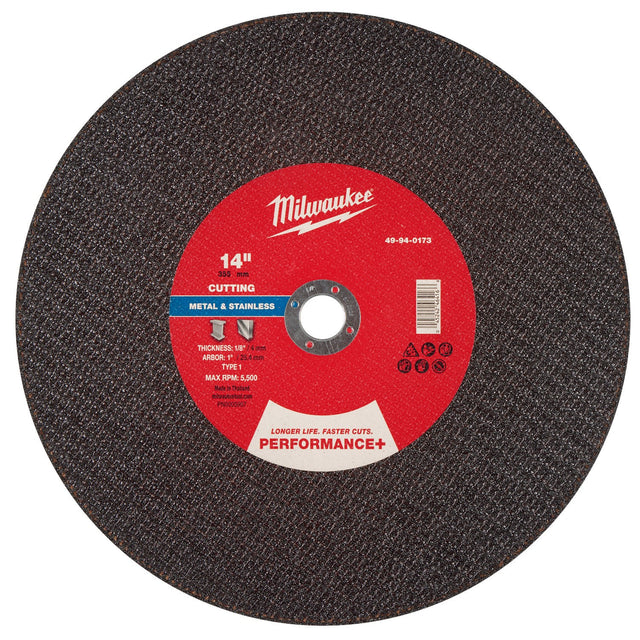 Milwaukee 49-94-0173 14 in x 1/8 in x 1 in Performance Metal Cut Off Wheel Type 1