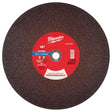 Milwaukee 49-94-0183 16 in. x 1/8 in. x 1 in. Performance+ Type 1 Metal Cut Off Wheel for Handheld Cut Off Saws (10 Pack)