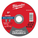 Milwaukee 49-94-0213 5in x 0.045in x 7/8in Ceramic+ Metal Cut Off Wheel Type 1 for Metal and Stainless Steel (1 Each)