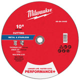 Milwaukee 49-94-0445 10 in. x 3/32 in. x 5/8 in. Performance+ Metal Cut Off Wheel Type 1