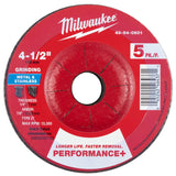 Milwaukee 49-94-0601 4-1/2 in x 1/4 in x 7/8 in Performance Plus Metal Grinding Wheel Type 27 (5 Pack)