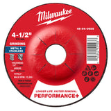 Milwaukee 49-94-0605 4-1/2 in. x 1/4 in. x 7/8 in. Performance+ Metal Grinding Wheel Type 27 (1 Each)