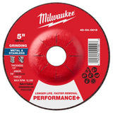 Milwaukee 49-94-0615 5 in. x 1/4 in. x 7/8 in. Performance Plus Metal Grinding Wheel Type 27 (1 Each)