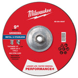 Milwaukee 49-94-0647 9 in. x 1/4 in. Type 27 Performance+ Metal Grinding Wheel with 5/8 in.-11 Hub