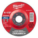 Milwaukee 49-94-0703 4-1/2 in x 1/4 in x 7/8 in Ceramic+ Metal Grinding Wheel Type 27