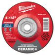 Milwaukee 49-94-0707 4-1/2 in x 1/4 in Type 27 Ceramic Plus Metal Grinding Wheel 5/8-11
