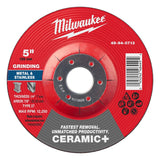 Milwaukee 49-94-0713 5 in. x 1/4 in. x 7/8 in. Ceramic Plus Metal Grinding Wheel Type 27