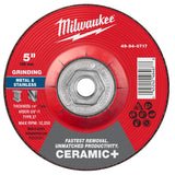 Milwaukee 49-94-0717 5 in x 1/4 in x 5/8-11 Ceramic Plus Metal Grinding Wheel Type 27