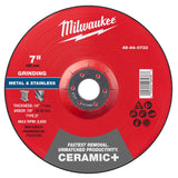 Milwaukee 49-94-0733 7 in x 1/4 in x 7/8 in Ceramic Plus Metal Grinding Wheel Type 27 for Metal and Stainless Steel