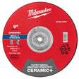 Milwaukee 49-94-0747 9 in. Type 27 Ceramic+ Metal Grinding Wheel 5/8 in.-11 Threaded Hub