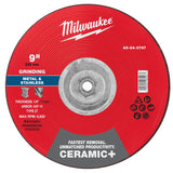 Milwaukee 49-94-0747 9 in. Type 27 Ceramic+ Metal Grinding Wheel 5/8 in.-11 Threaded Hub